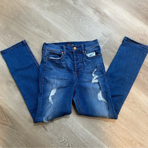 Level 99 Distressed Blue High Waist Jeans - Picture 3 of 12